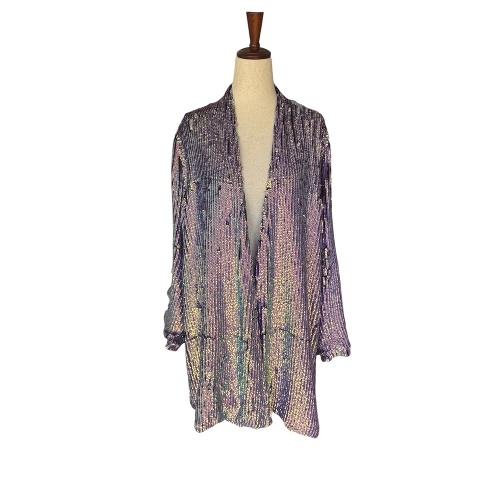 Essentiel Antwerp Iridescent Sequin Kimono Jacket Cardigan Coat Anthro Dries S M
